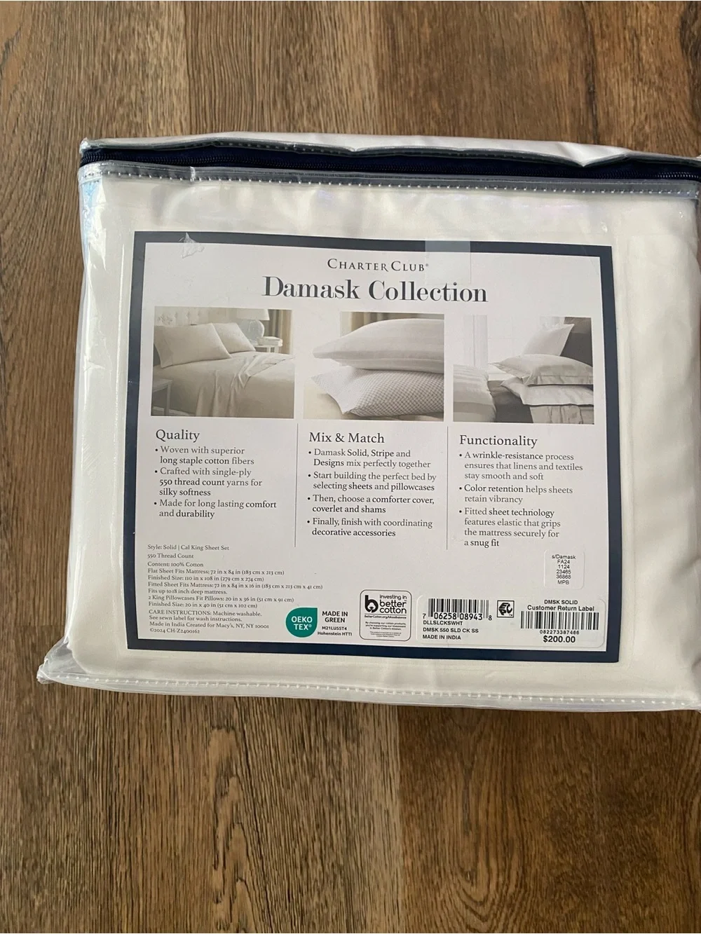 Charter Club Solid 550 Thread Count 100% Cotton 4-Pc. Sheet Set, California King